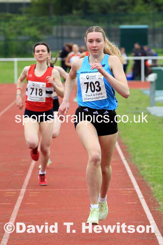 Womens Under-20s 800 metres, 2023 North Eastern Track and Field Champs., Middlesbrough Sports Village, Middlesbrough. Photo: David T. Hewitson/Sports for All Pics